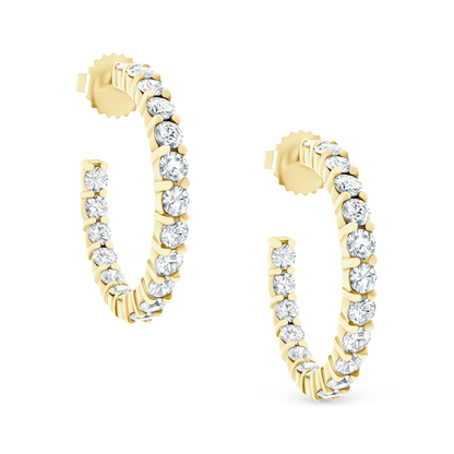 3.04ct 18k Yellow Gold Diamond Hoops — photo 1 of 2