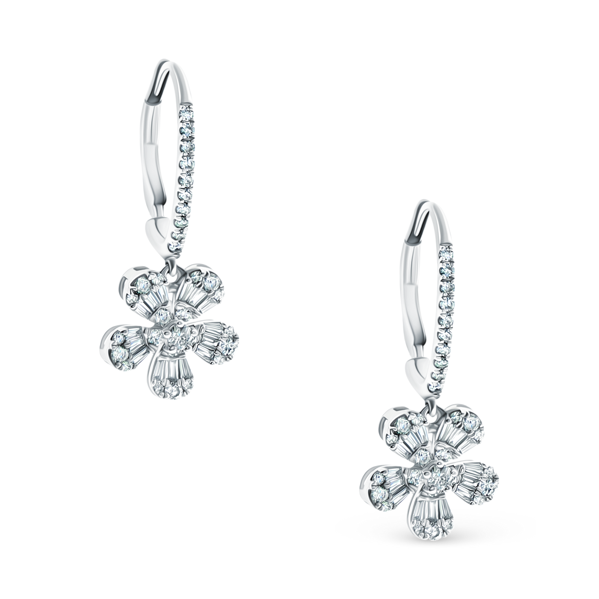 .72ct 14k White Gold Diamond Flower Drop Earrings — photo 1 of 2