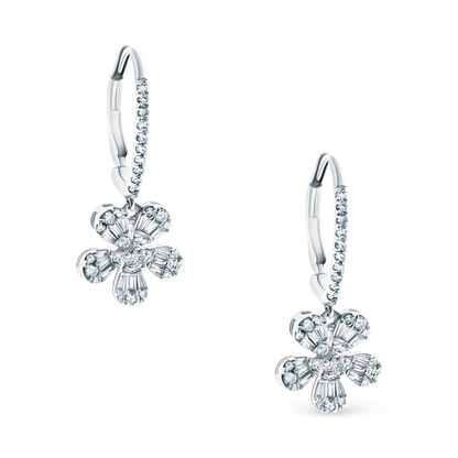 .72ct 14k White Gold Diamond Flower Drop Earrings — photo 1 of 2