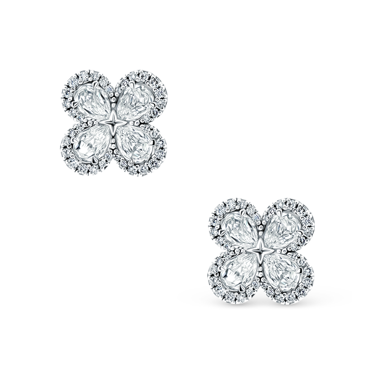 1.89ct 14k White Gold Diamond Flower Fashion Studs — photo 1 of 2