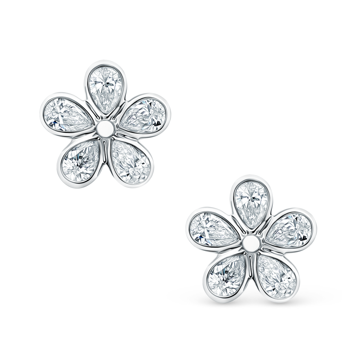 1.38ct 18k White Gold Diamond Flower Fashion Studs — photo 1 of 2