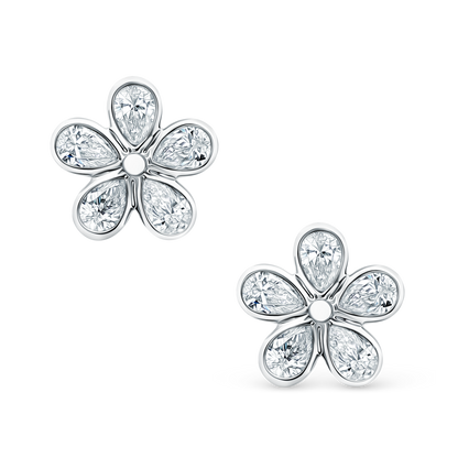 1.38ct 18k White Gold Diamond Flower Fashion Studs — photo 1 of 2