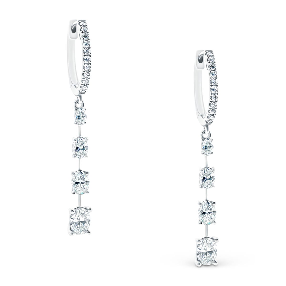 2.42ct 18k White Gold Diamond Drop Earrings — photo 1 of 1