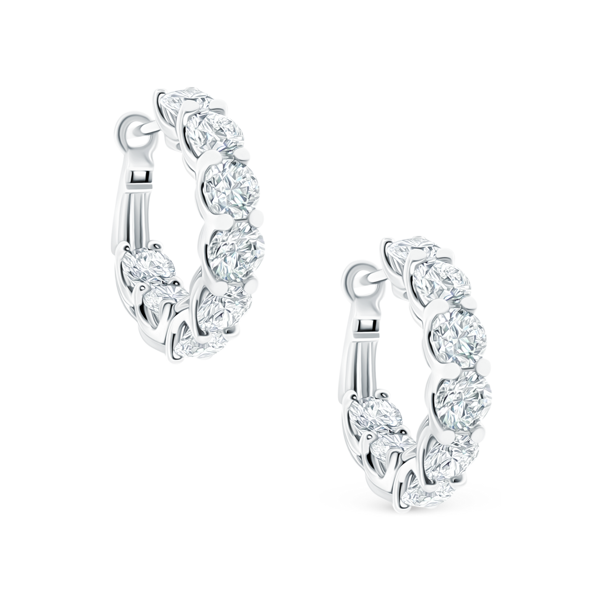 4.72ct 18k White Gold Diamond Small Hoops — photo 1 of 1