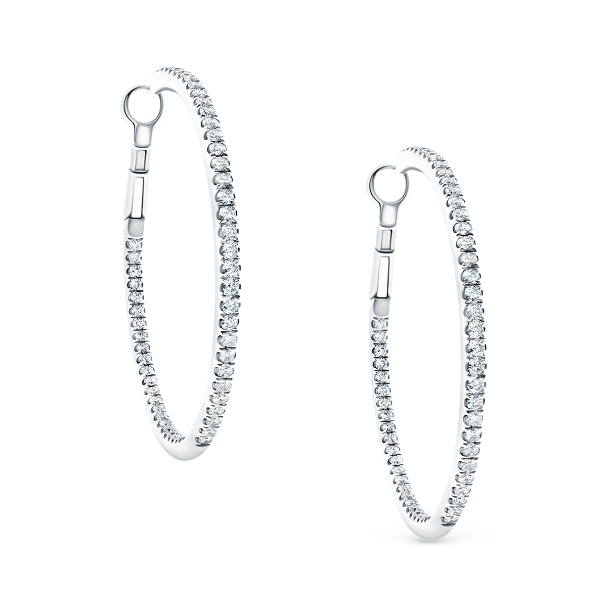 1.25ct 18k White Gold Diamond Hoops — photo 1 of 1