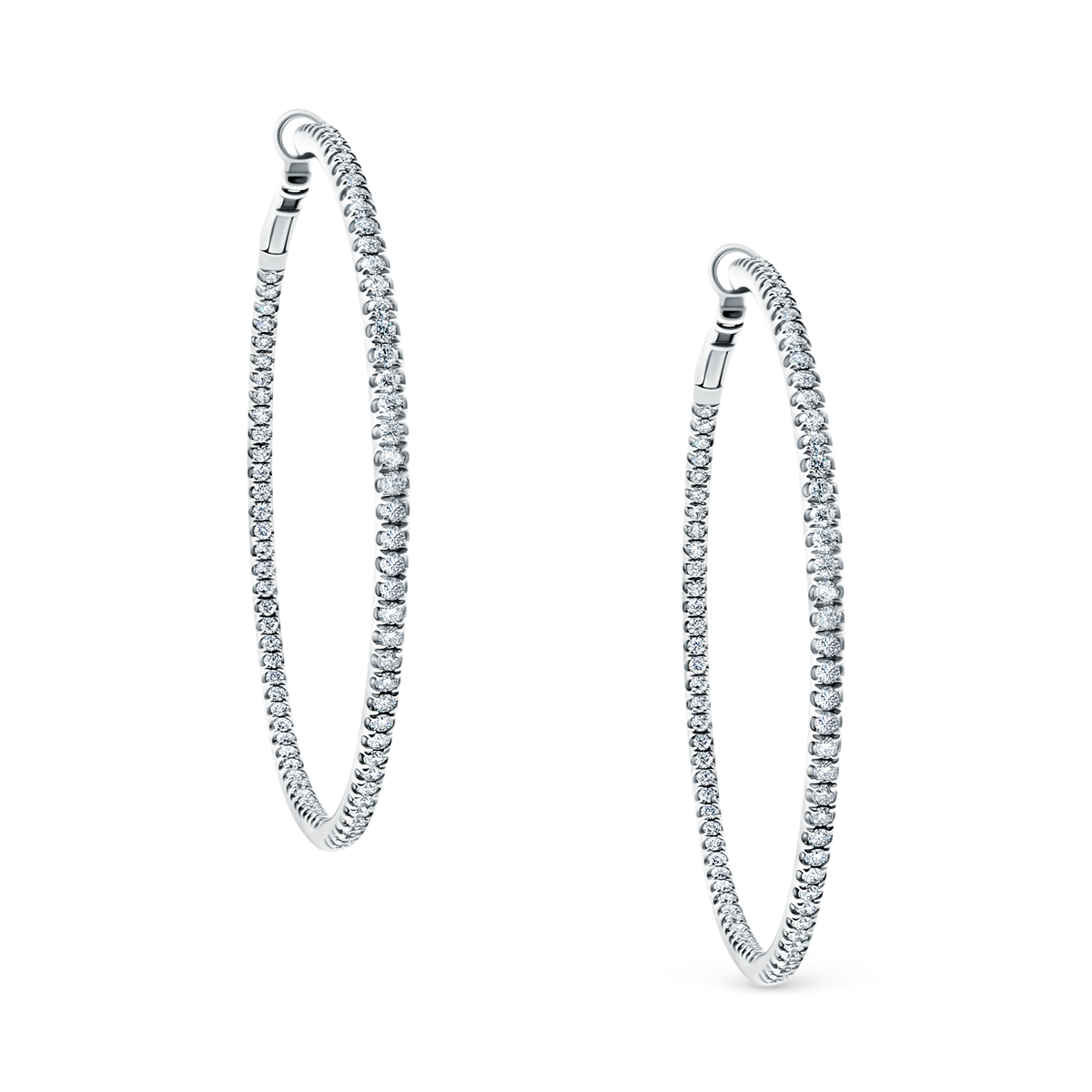 3.56ct 18k White Gold Diamond Hoops — photo 1 of 1