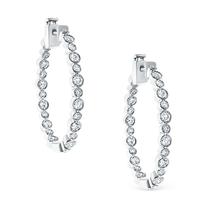 1.38ct 18k White Gold Diamond Hoops — photo 1 of 2