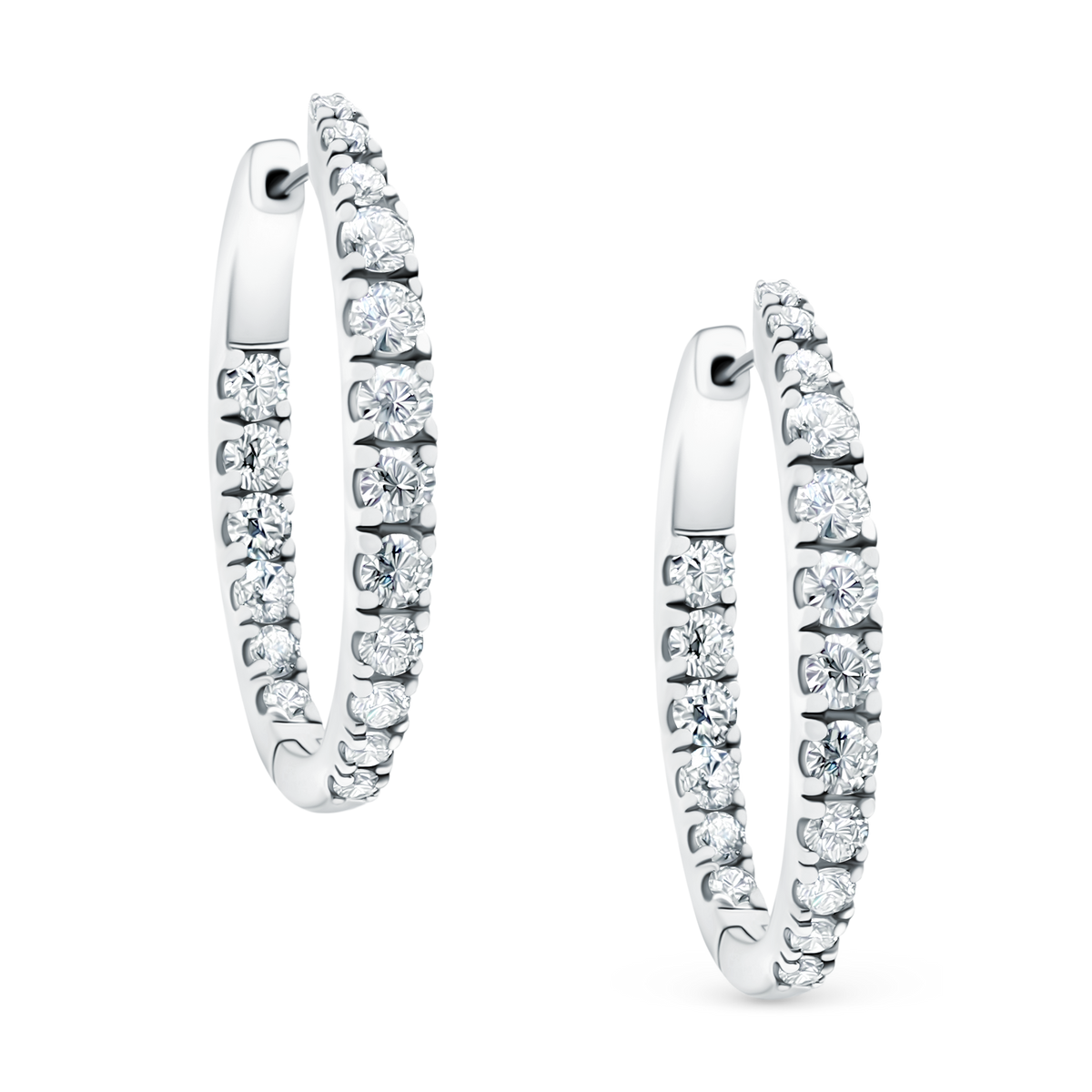 2.00ct 18k White Gold Diamond Hoops — photo 1 of 1
