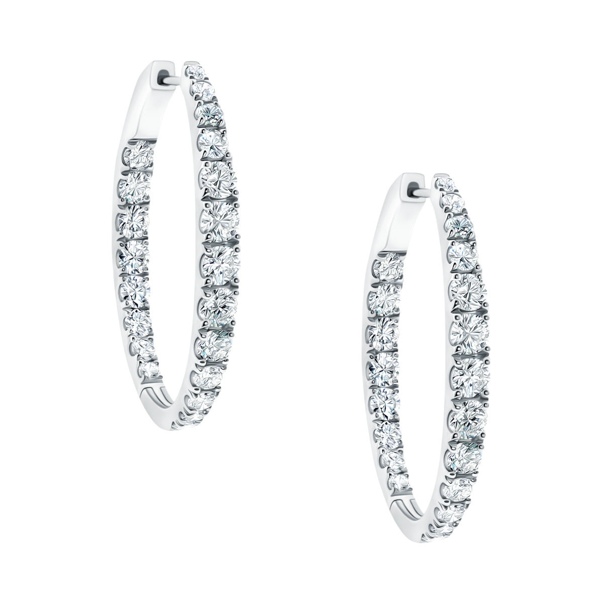 3.50ct 18k White Gold Diamond Oval Hoops — photo 1 of 2