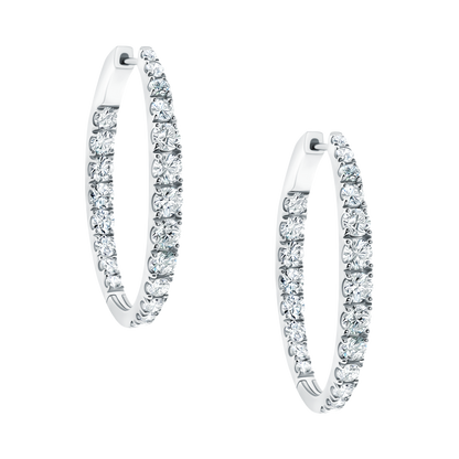 3.50ct 18k White Gold Diamond Oval Hoops — photo 1 of 2