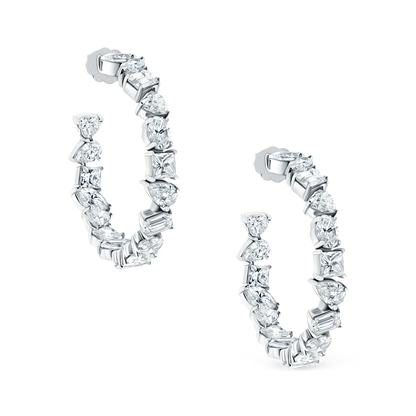 6.94ct 18k White Gold Mixed Shape Diamond Hoops — photo 1 of 2