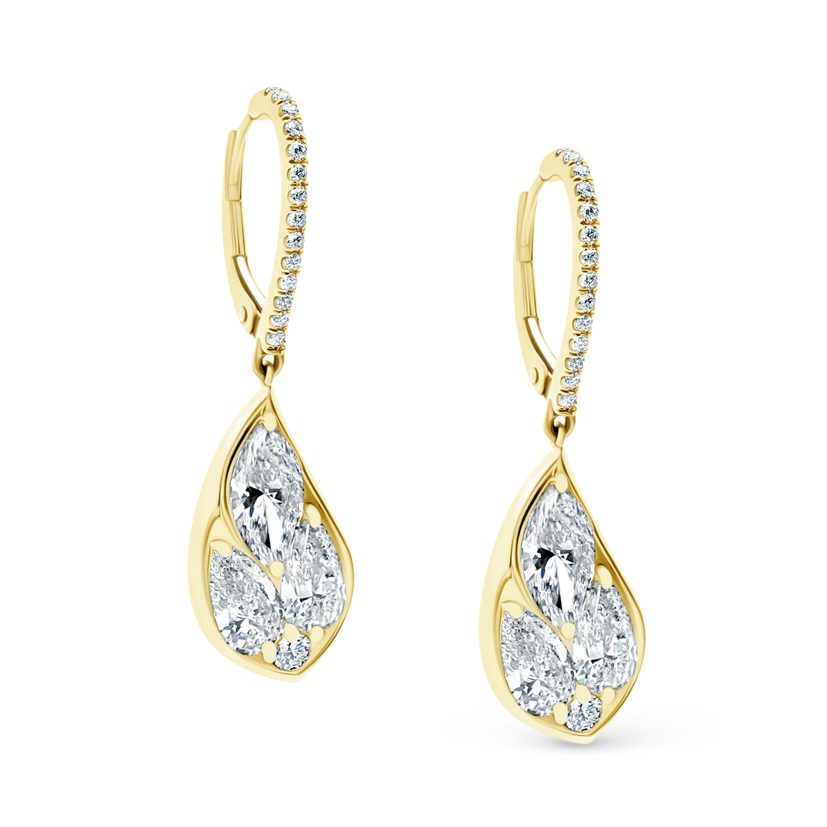3.80ct 18k Yellow Gold Diamond Drop Earrings — photo 1 of 2