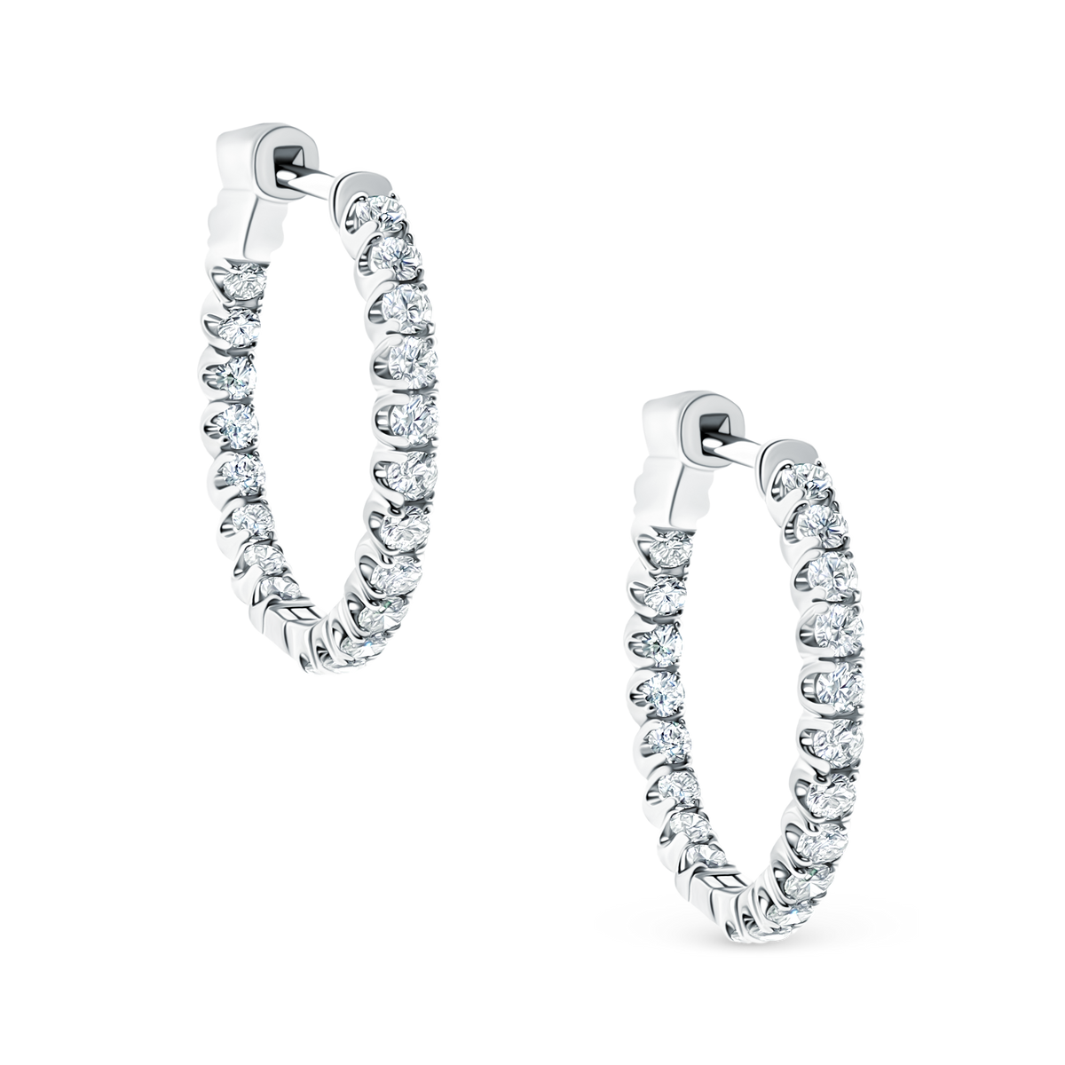 1.01ct 14k White Gold Diamond Hoops — photo 1 of 2
