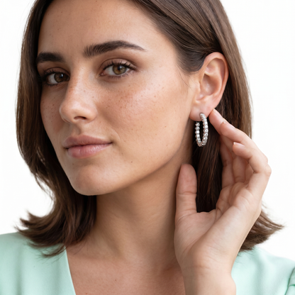 3.01ct 14k White Gold Diamond Hoops — photo 2 of 2