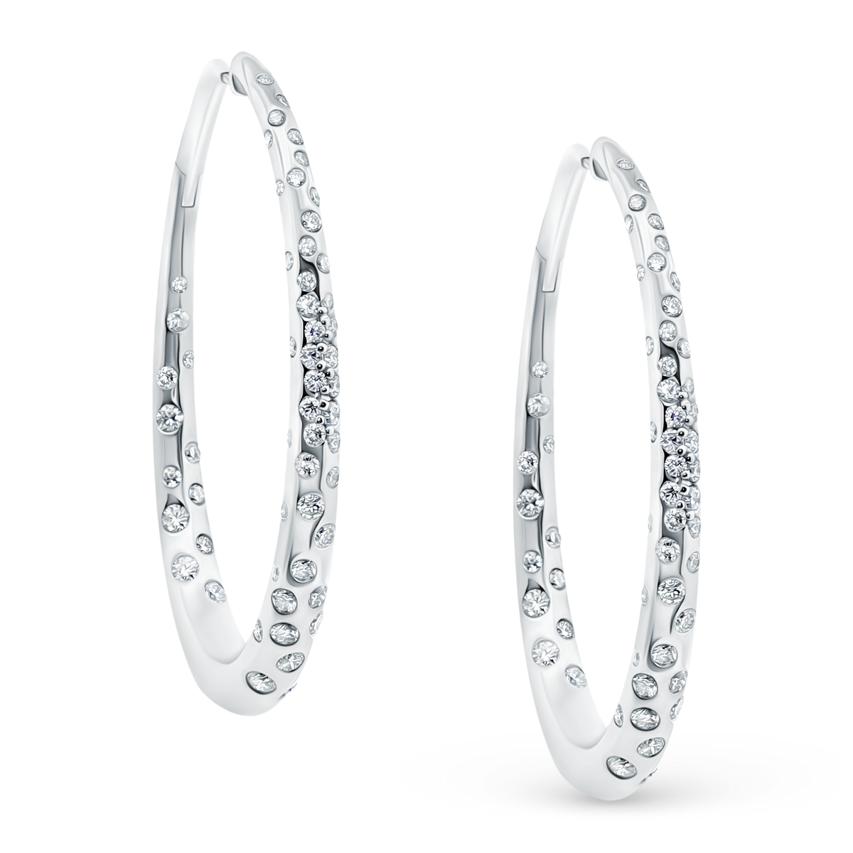 1.63ct 18k White Gold Diamond Oval Hoops — photo 1 of 2