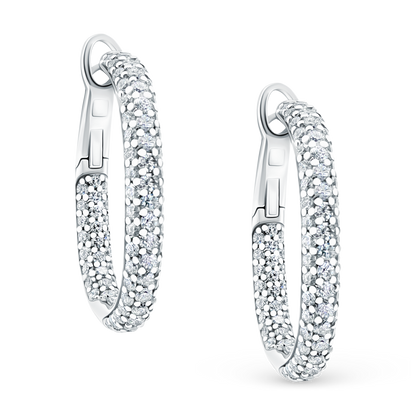 2.68ct 18k White Gold Pave Diamond Hoops — photo 1 of 2
