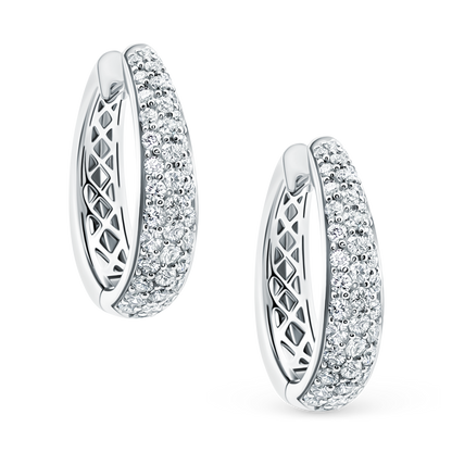 1.94ct 18k White Gold Pave Diamond Hoops — photo 1 of 2