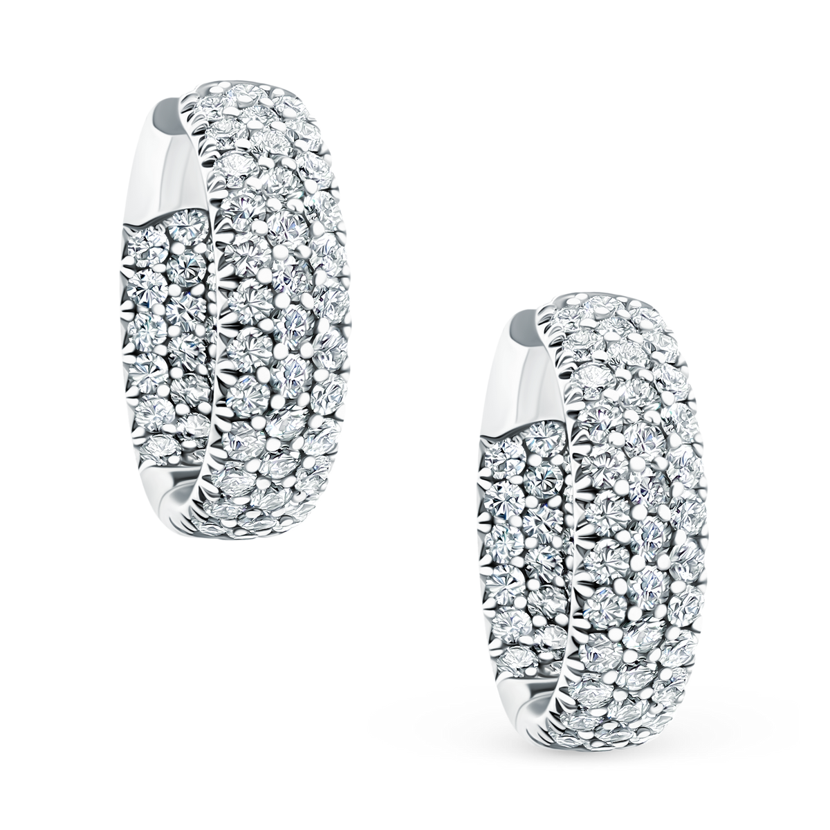 3.10ct 18k White Gold Pave Diamond Hoops — photo 1 of 2