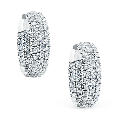 3.10ct 18k White Gold Pave Diamond Hoops — photo 1 of 2