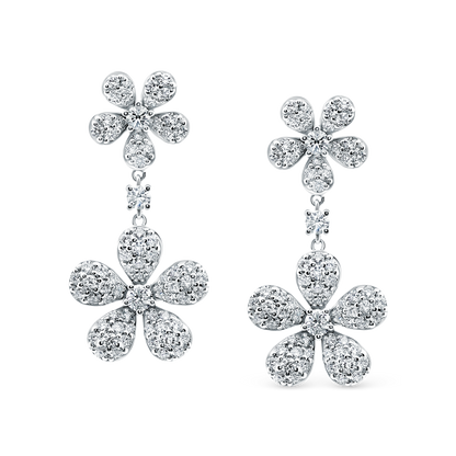 1.82ct 18k White Gold Diamond Flower Drop Earrings — photo 1 of 2