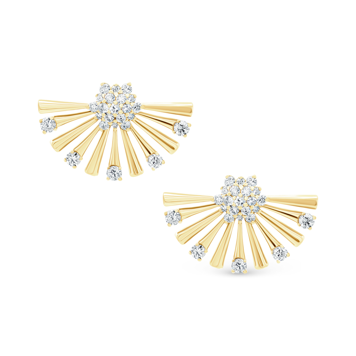 1.41ct 18k Yellow Gold Diamond Fan Fashion Studs — photo 1 of 2