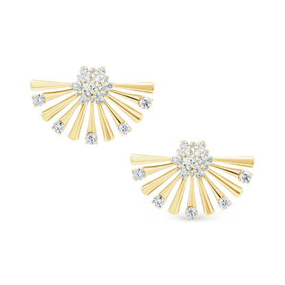 1.41ct 18k Yellow Gold Diamond Fan Fashion Studs — photo 1 of 2