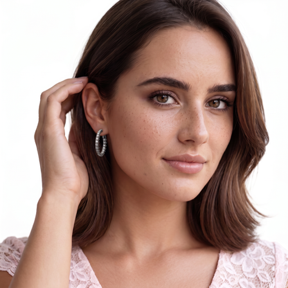 2.01ct 14k White Gold Diamond Hoops — photo 2 of 2