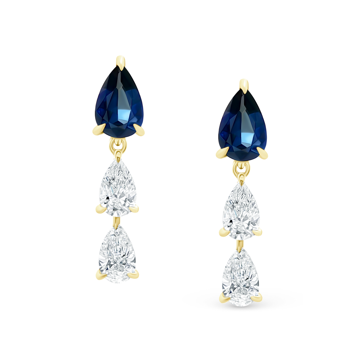 18k Yellow Gold Sapphire and Diamond Drop Earrings — photo 1 of 2