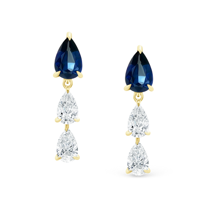 18k Yellow Gold Sapphire and Diamond Drop Earrings — photo 1 of 2