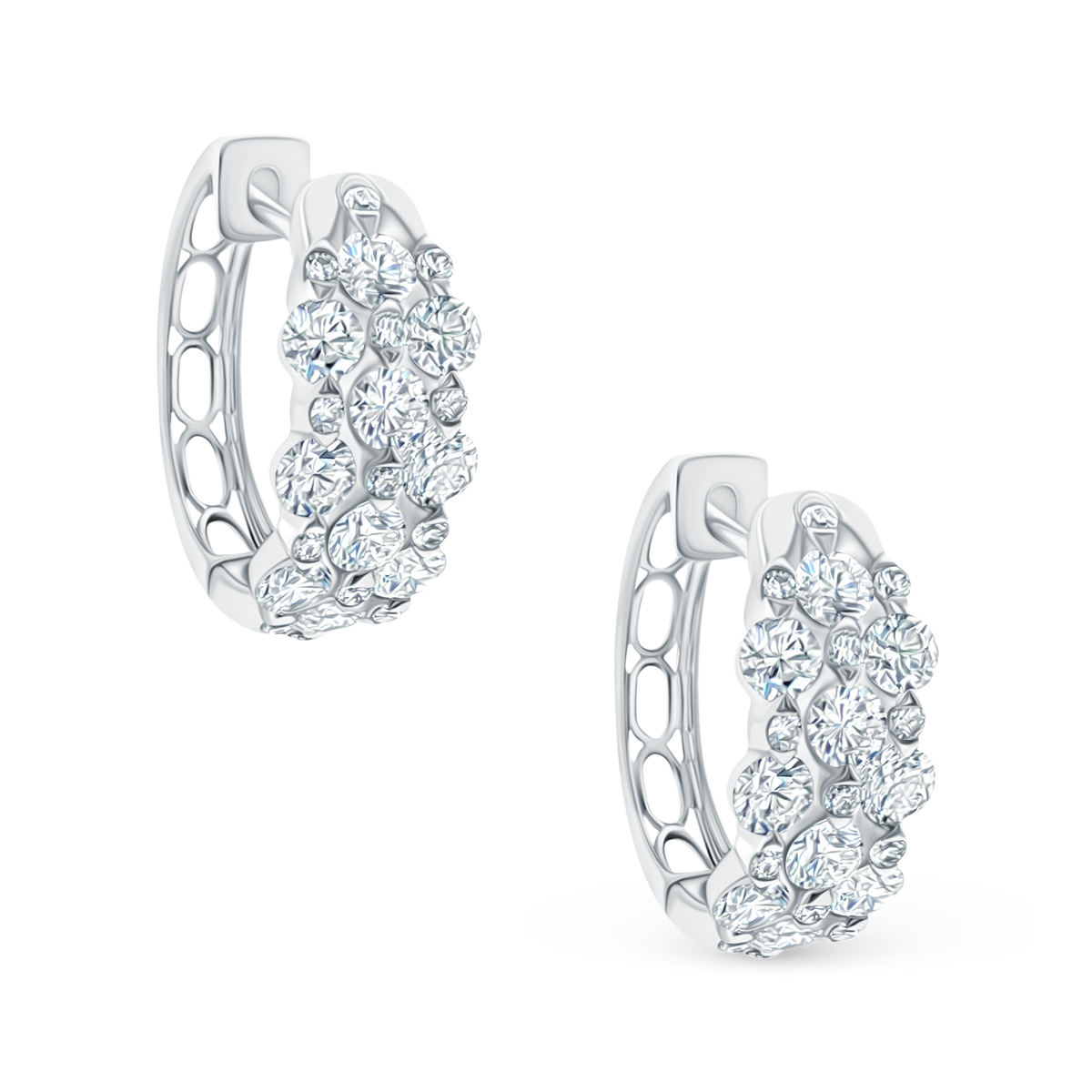 1.73ct 18k White Gold Diamond Hoops — photo 1 of 2