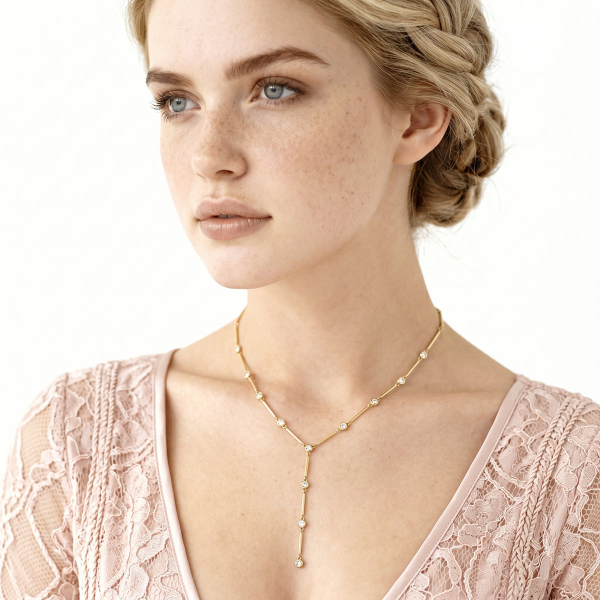 .72ct 14k Yellow Gold Diamond "Y" Necklace — photo 2 of 2