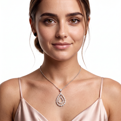 4.84ct 18k White Gold Diamond Drop Necklace — photo 2 of 2