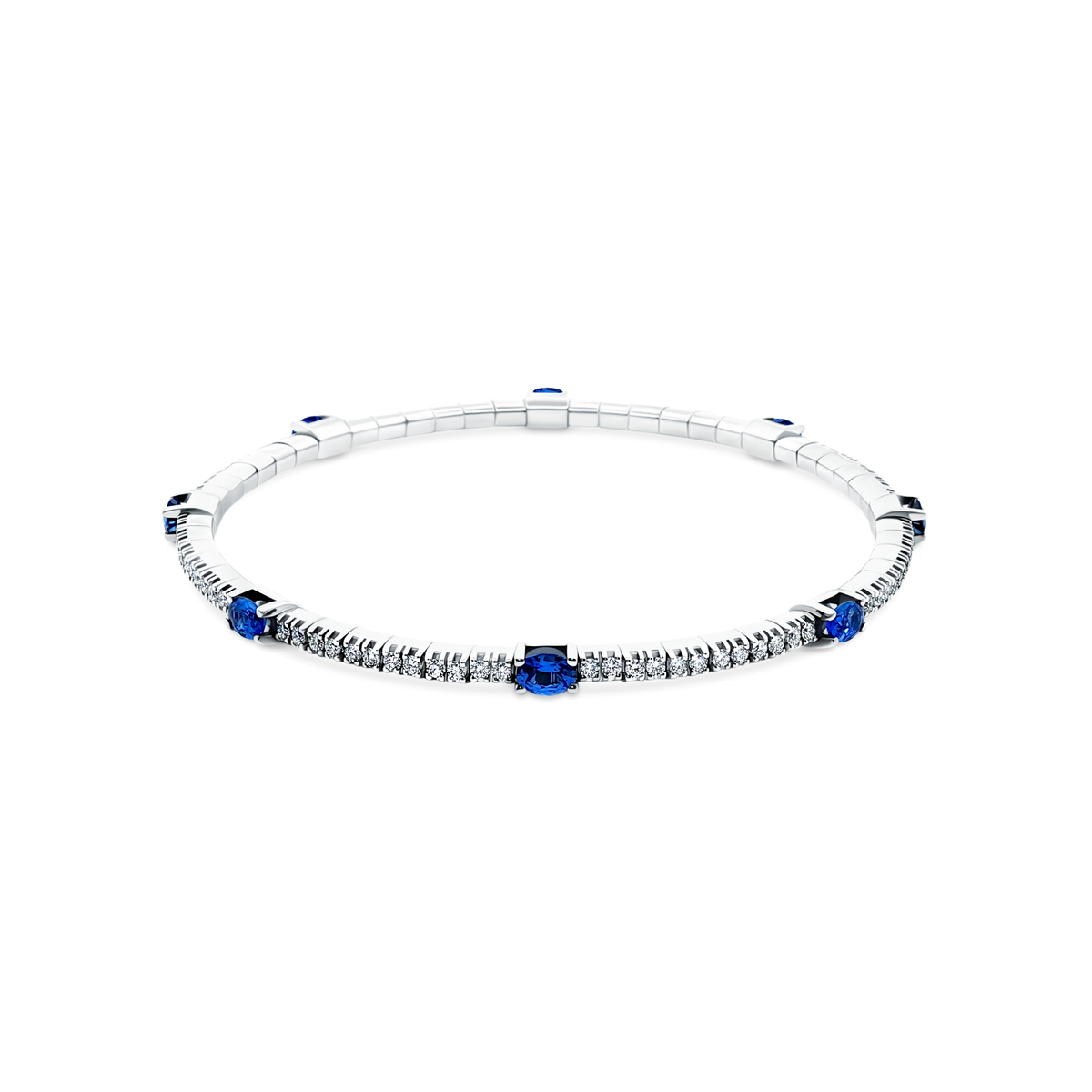 18k White Gold Diamond and Sapphire Stretch Bracelet — photo 1 of 2