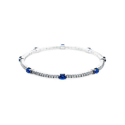 18k White Gold Diamond and Sapphire Stretch Bracelet — photo 1 of 2