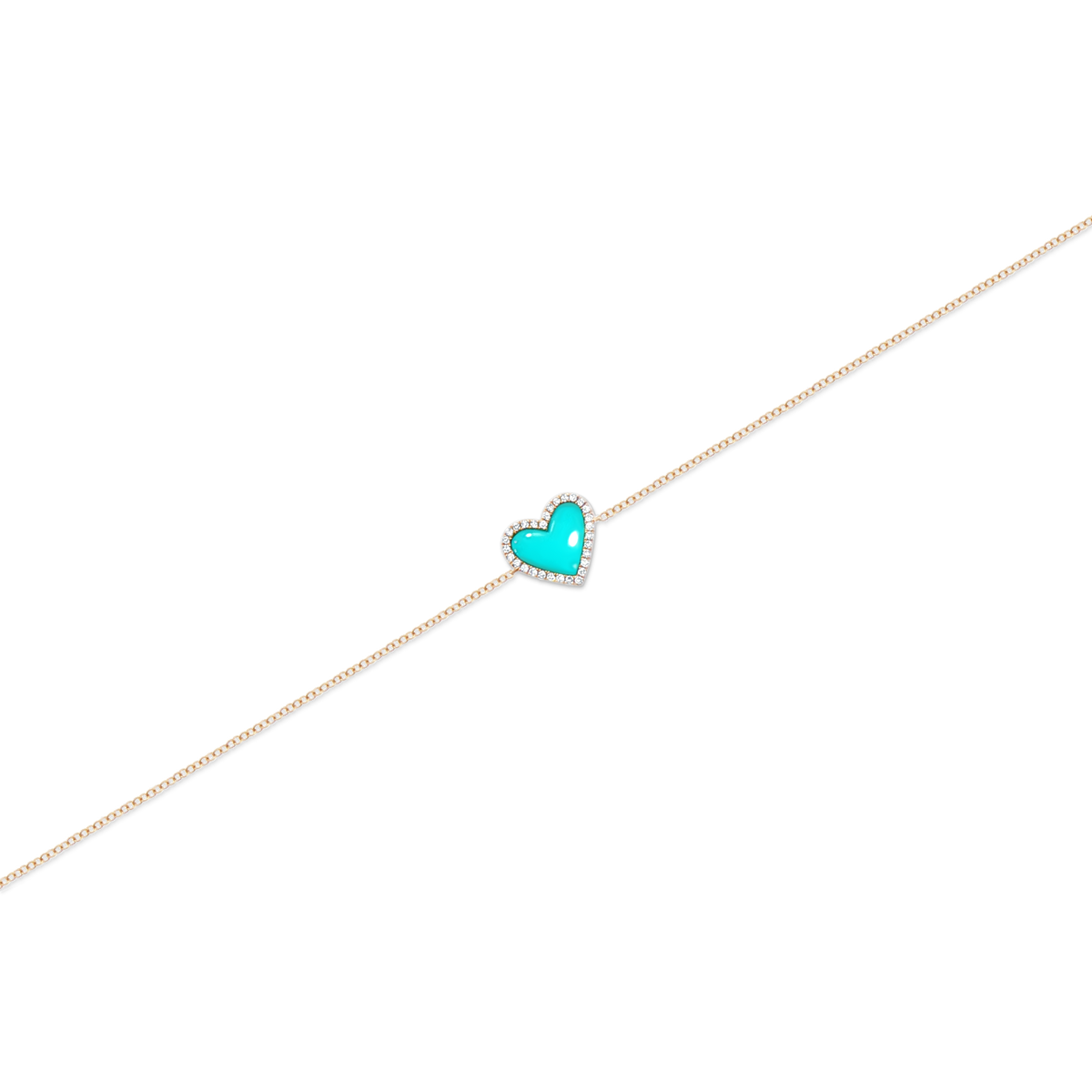 14k Yellow Gold Turquoise and Diamond Heart Bracelet — photo 1 of 2
