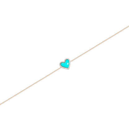 14k Yellow Gold Turquoise and Diamond Heart Bracelet — photo 1 of 2