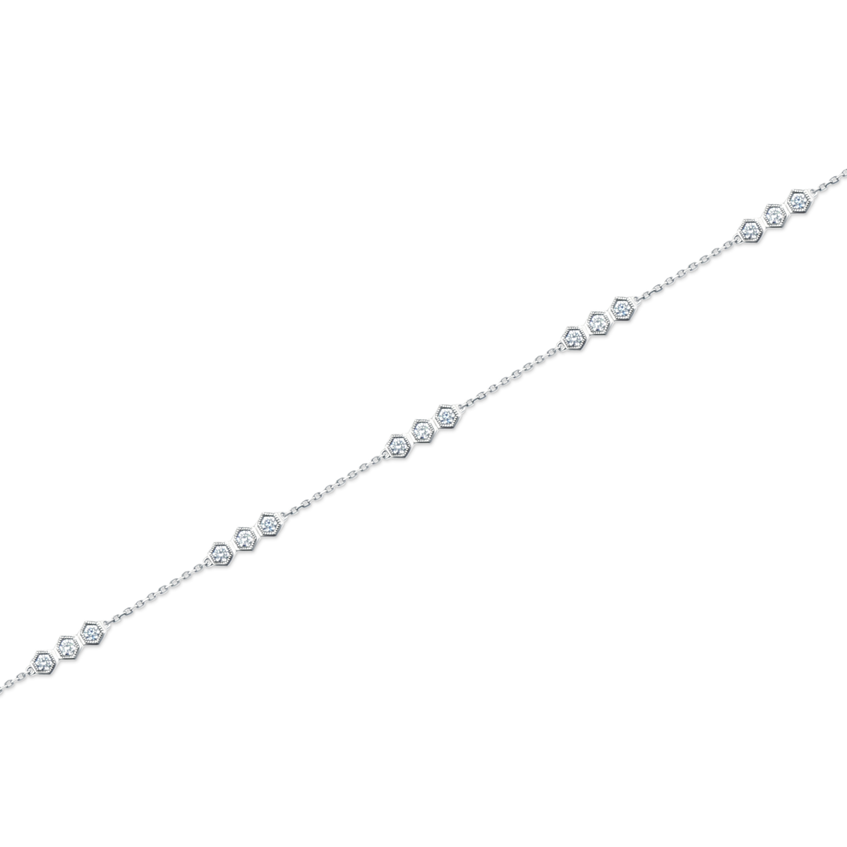 .75ct 18k White Gold Diamond Hex Station Bracelet — photo 1 of 2
