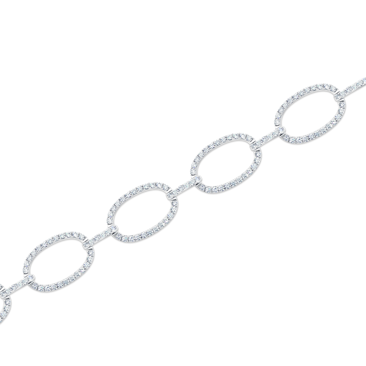 4.41ct 14k White Gold Diamond Circle Link Bracelet — photo 1 of 2