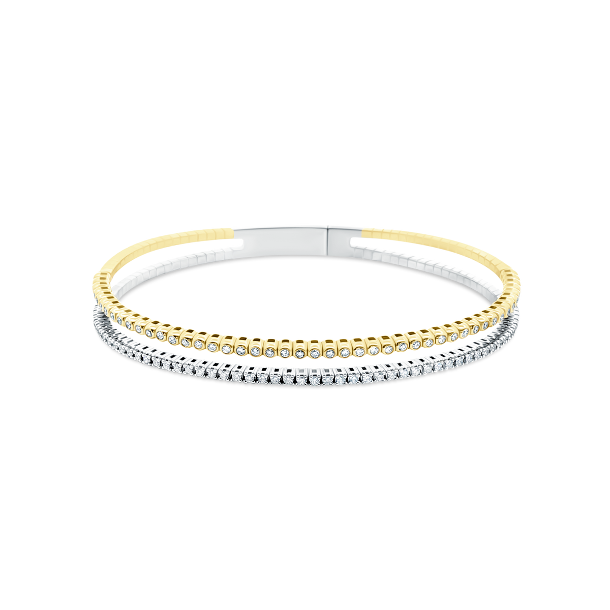 .85ct 14k White and Yellow Gold Diamond Bangle — photo 1 of 2