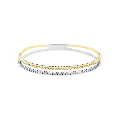 .85ct 14k White and Yellow Gold Diamond Bangle — photo 1 of 2