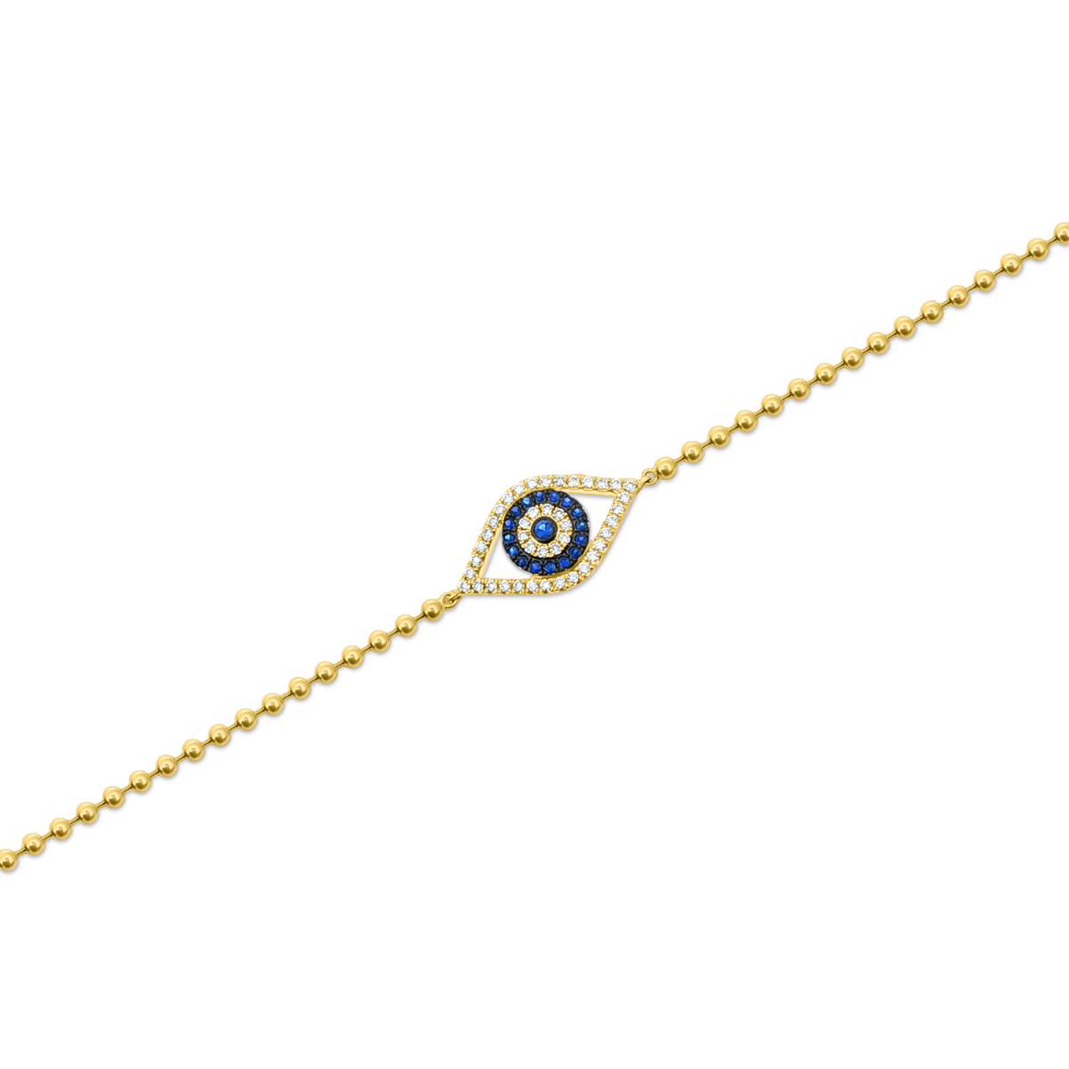 14k Yellow Gold Diamond and Sapphire Evil Eye Bracelet — photo 1 of 2