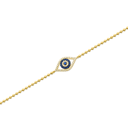 14k Yellow Gold Diamond and Sapphire Evil Eye Bracelet — photo 1 of 2