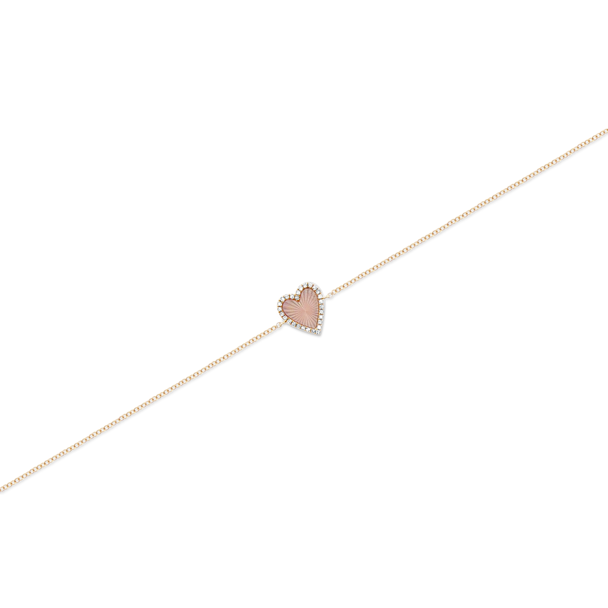 14k Yellow Gold Diamond and Mother of Pearl Heart Bracelet — photo 1 of 1
