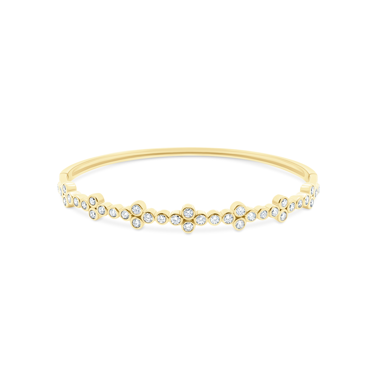 1.42ct 14k Yellow Gold Bezel Set Diamond Bangle — photo 1 of 2