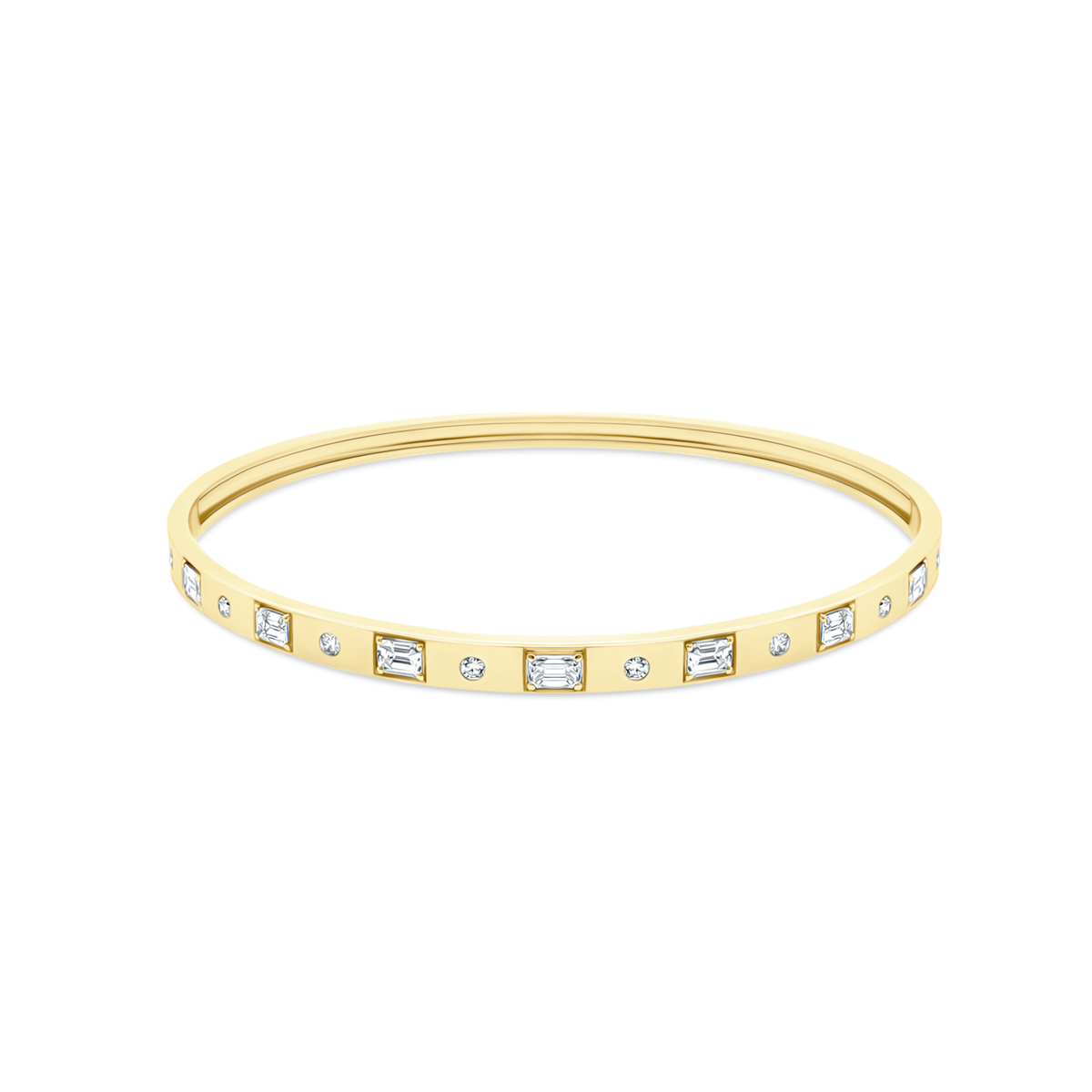 1.29ct 14k Yellow Gold Mixed Shape Diamond Bangle — photo 1 of 2