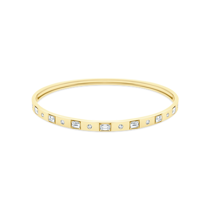 1.29ct 14k Yellow Gold Mixed Shape Diamond Bangle — photo 1 of 2