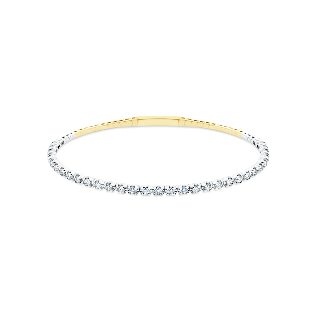 1.99ct 14k White and Yellow Gold Diamond Flex Bangle — photo 1 of 2