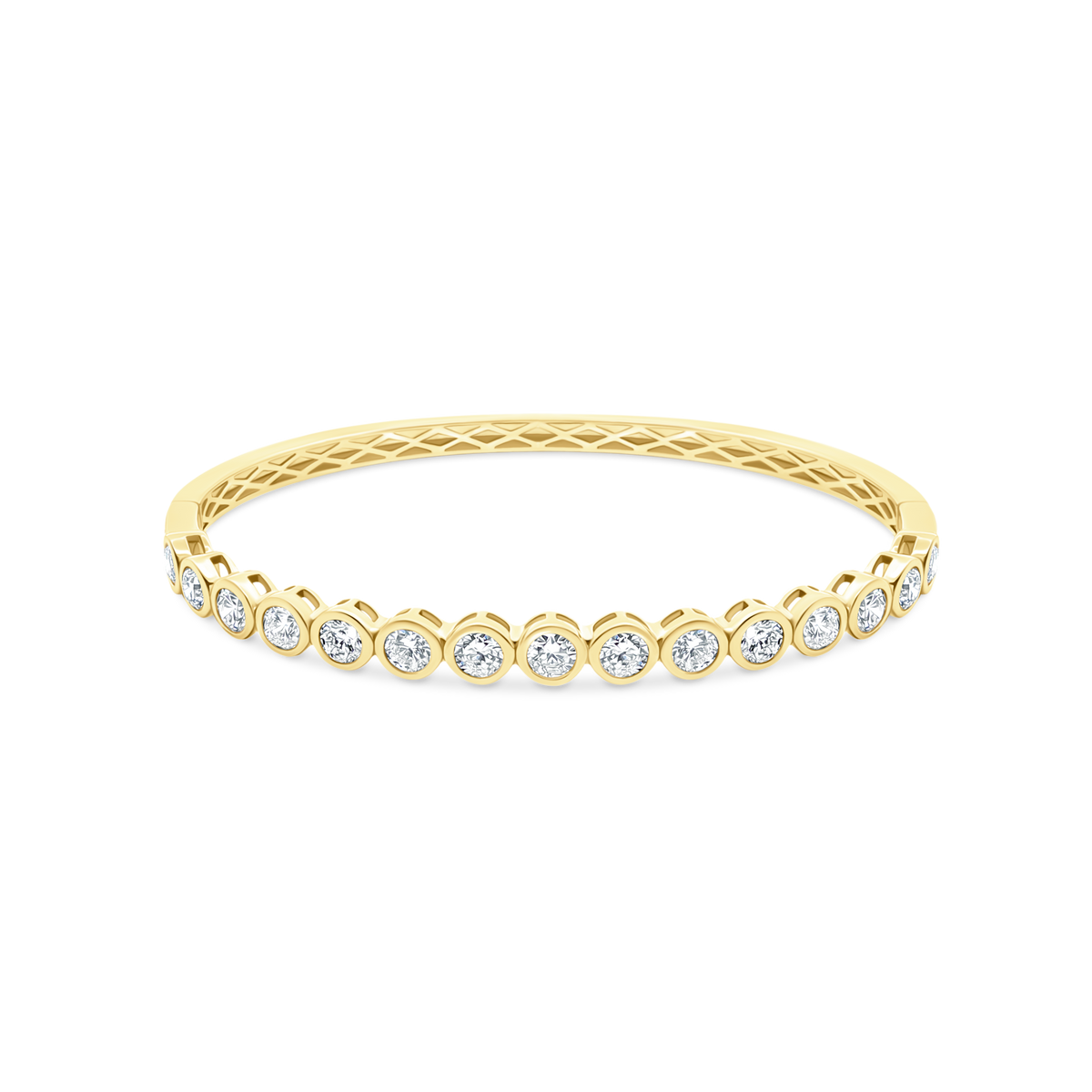 3.25ct 18k Yellow Gold Bezel Set Diamond Bangle — photo 1 of 2