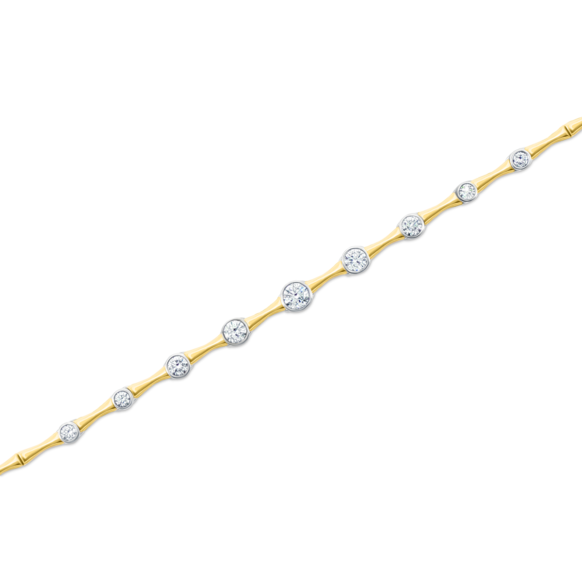 2.00ct 14k Yellow and White Gold Bezel Set Diamond Bracelet — photo 1 of 2