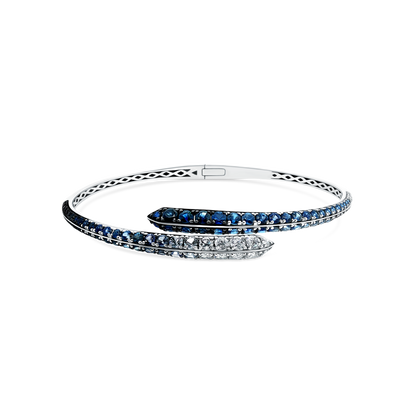 18k White Gold Diamond and Sapphire Cuff Bracelet — photo 1 of 1